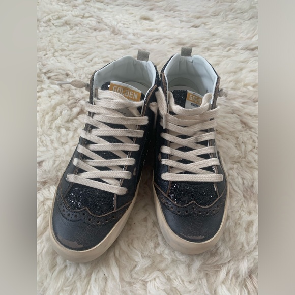 Golden Goose Mid Star Sneaker Black Glitter beige Taupe NIB - Picture 4 of 16